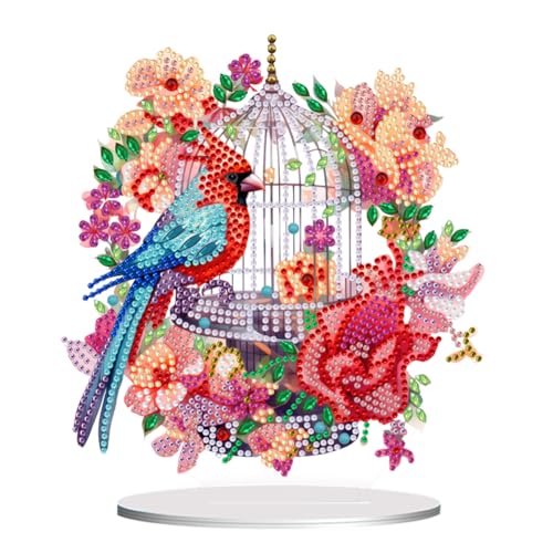 ENCOMAG Diamond Painting Kits, Blumen Vogelkäfig Desktop Ornament Kits, 5D DIY Spezielle Form Diamant Kunst Tischdekorationen, Mosaik Kunst Handwerk für Home Office Desktop Dekoration ENCOMAG Diamond Painting Kits, Blumen Vogelkäfig Desktop Ornament Kits, 5D DIY Spezielle Form Diamant Kunst Tischdekorationen, Mosaik Kunst Handwerk für Home Office Desktop Dekoration von ENCOMAG