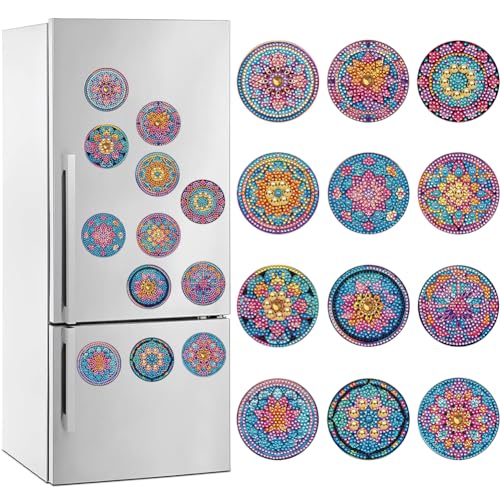 ENCOMAG Diamond Painting Kühlschrankmagnete Mandala Diamant Kunst Magnete Kühlschrank Aufkleber Kühlschrank Diamant Malerei Kits für Erwachsene Anfänger für Küche Büro Whiteboard Schule Party Geschenk von ENCOMAG