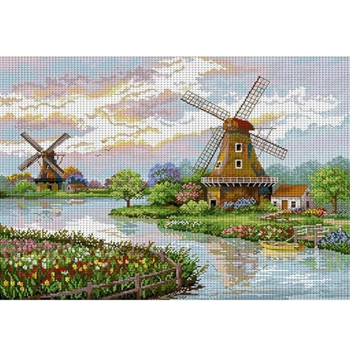 ENCOMAG Großes Kreuzstich-Set, Motiv: holländische Windmühle, Kreuzstich-Set für Erwachsene und Anfänger, komplettes Sortiment an Kreuzstich-Stempel-Kits, Handarbeiten für Heimdekoration, 70 x 55 cm ENCOMAG Großes Kreuzstich-Set, Motiv: holländische Windmühle, Kreuzstich-Set für Erwachsene und Anfänger, komplettes Sortiment an Kreuzstich-Stempel-Kits, Handarbeiten für Heimdekoration, 70 x 55 cm von ENCOMAG