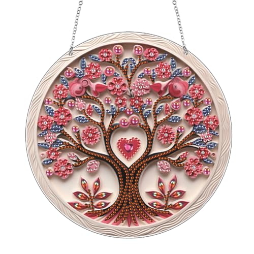 ENCOMAG Herzbaum Diamond Painting Anhänger, Diamant Painting Bilder, Wandbehang Windspiele 5D Strass Diamant Malerei Ornamente Sonnenfänger für Wand Fenster Garten Dekoration ENCOMAG Herzbaum Diamond Painting Anhänger, Diamant Painting Bilder, Wandbehang Windspiele 5D Strass Diamant Malerei Ornamente Sonnenfänger für Wand Fenster Garten Dekoration von ENCOMAG