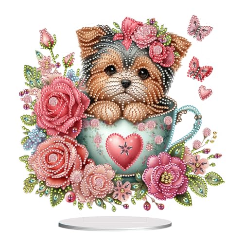 ENCOMAG Hund DIY Diamond Painting Tisch Deko, Teetasse Welpe 5D Diamant Painting Ornamente, Acryl Diamant Malerei Stehend Kunst Set, Festliches Geschenk Hausgeschenk ENCOMAG Hund DIY Diamond Painting Tisch Deko, Teetasse Welpe 5D Diamant Painting Ornamente, Acryl Diamant Malerei Stehend Kunst Set, Festliches Geschenk Hausgeschenk von ENCOMAG
