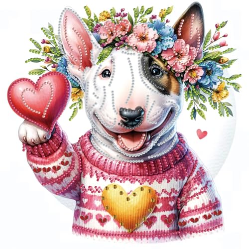 ENCOMAG Hund Diamond Painting Bullterrier 5D Diamant Painting Bilder Kinder mit Daiments Painting Zubehör für Kinder und Erwachsene, Diamond Art für Home Wand Deko ENCOMAG Hund Diamond Painting Bullterrier 5D Diamant Painting Bilder Kinder mit Daiments Painting Zubehör für Kinder und Erwachsene, Diamond Art für Home Wand Deko von ENCOMAG