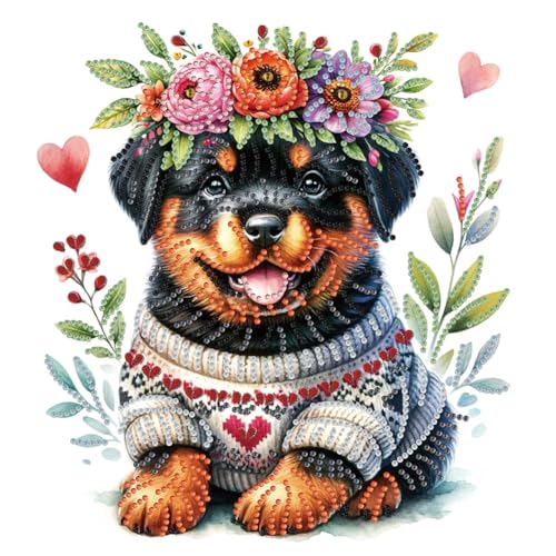 ENCOMAG Hund Diamond Painting Rottweiler 5D Diamant Painting Bilder Kinder mit Daiments Painting Zubehör für Kinder und Erwachsene, Diamond Art für Home Wand Deko ENCOMAG Hund Diamond Painting Rottweiler 5D Diamant Painting Bilder Kinder mit Daiments Painting Zubehör für Kinder und Erwachsene, Diamond Art für Home Wand Deko von ENCOMAG
