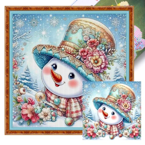 ENCOMAG Kreuzstich-Set mit Schneemannprägung, 11-fädig, bedruckt, Nadelspitze, Kreuzstich-Set für Anfänger, Erwachsene, Schneemann-Muster, Stickset, Kunst und Handwerk, 40 x 40 cm ENCOMAG Kreuzstich-Set mit Schneemannprägung, 11-fädig, bedruckt, Nadelspitze, Kreuzstich-Set für Anfänger, Erwachsene, Schneemann-Muster, Stickset, Kunst und Handwerk, 40 x 40 cm von ENCOMAG