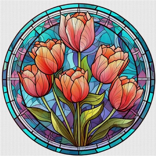 ENCOMAG Kreuzstich-Set mit Tulpenblumen-Prägung für Anfänger, komplettes Sortiment an Kreuzstich-Stickmustern für Erwachsene, 18-fädig, Stickerei-Starter-Set, 25 x 25 cm ENCOMAG Kreuzstich-Set mit Tulpenblumen-Prägung für Anfänger, komplettes Sortiment an Kreuzstich-Stickmustern für Erwachsene, 18-fädig, Stickerei-Starter-Set, 25 x 25 cm von ENCOMAG