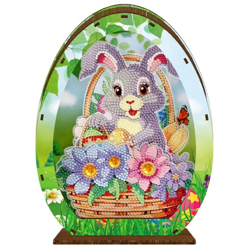 Ostern Hasen Diamond Painting, Nachttisch, Schreibtisch-Ornamente, DIY, Oster Diamant Kunst, Tisch, Malen nach Zahlen, Mosaik, Kunsthandwerk, Zuhause, Wohnzimmer, Büro, Tischdekoration von ENCOMAG