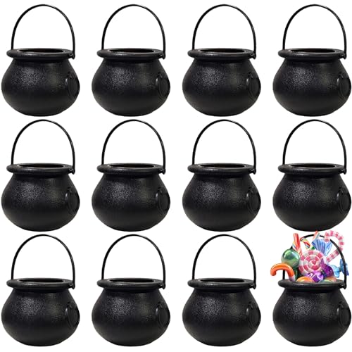 ENCOUN 12Stück Hexenkessel, Halloween Eimer für Süßigkeiten, Schwarzer Kessel für Halloween, Mini Süßigkeiten Kessel mit Griff, Halloween Süßigkeiten Eimer, Candy Bucket für Halloween Party Dekoration ENCOUN 12Stück Hexenkessel, Halloween Eimer für Süßigkeiten, Schwarzer Kessel für Halloween, Mini Süßigkeiten Kessel mit Griff, Halloween Süßigkeiten Eimer, Candy Bucket für Halloween Party Dekoration von ENCOUN