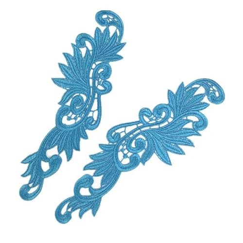 1 Paar fluoreszierende Farbe Stickerei Spitze Blume Applique Patch für Nähen Tango Latein Tanz Ballett Kostüme Kleid DA004-blau-1pair von ENEMO
