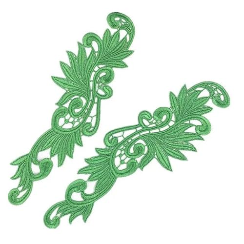 1 Paar fluoreszierende Farbe Stickerei Spitze Blume Applique Patch für Nähen Tango Latein Tanz Ballett Kostüme Kleid DA004-grün-1pair von ENEMO