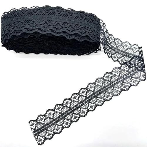 10 Yard schwarzes Spitzenband Spitzenstoff DIY Gurtband Dekoration Hochzeitskleid Nähen für Handarbeiten Kleidung Material Handwerk-2 Breite 2,8 cm-10 Yards von ENEMO