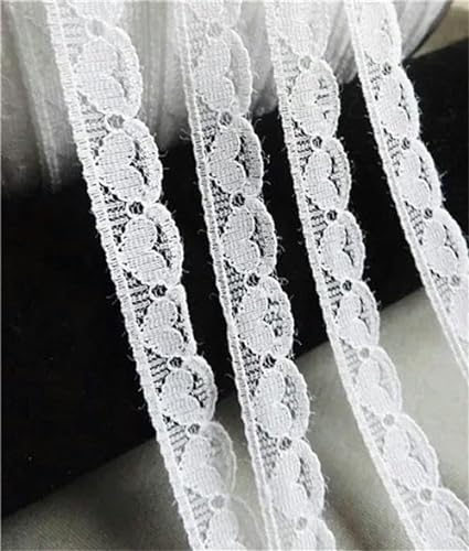 10 Yards besticktes Netz weiß schwarz Spitzenbesatz Band Stoff Kleidungsstück Stirnband Hochzeit Party Dekoration Geschenk DIY Zubehör-weiß Breite 14 mm von ENEMO
