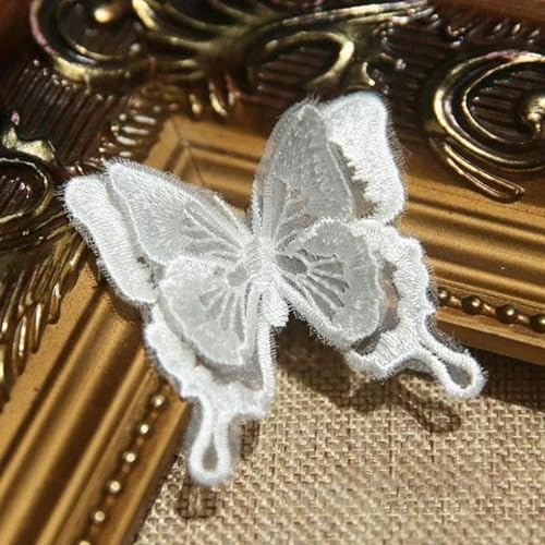 10 teile/los Weiß Organza Schmetterling Patches DIY Mode Spitze Applique Für Hochzeit Kleidung Dekorative Nähen Embroidery-F8 von ENEMO