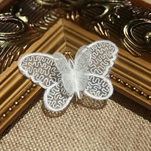 10 teile/los Weiß Organza Schmetterling Patches DIY Mode Spitze Applique Für Hochzeit Kleidung Dekorative Nähen Stickerei-F13 von ENEMO