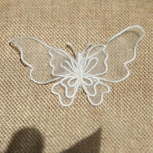 10 teile/los Weiß Organza Schmetterling Patches DIY Mode Spitze Applique Für Hochzeit Kleidung Dekorative Nähen Stickerei-F16 von ENEMO