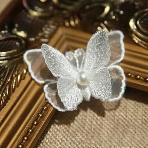 10 teile/los Weiß Organza Schmetterling Patches DIY Mode Spitze Applique Für Hochzeit Kleidung Dekorative Nähen Stickerei-F17 von ENEMO