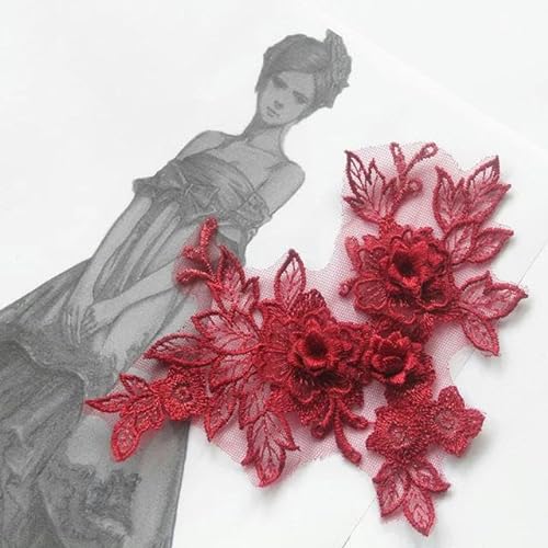 3D-Blumenapplikationen, Spitzenstoffe, Pailletten, Aufkleber, Stickerei, zum Aufnähen, für Hochzeitskleider, Kleidung, Nähzubehör, B von ENEMO