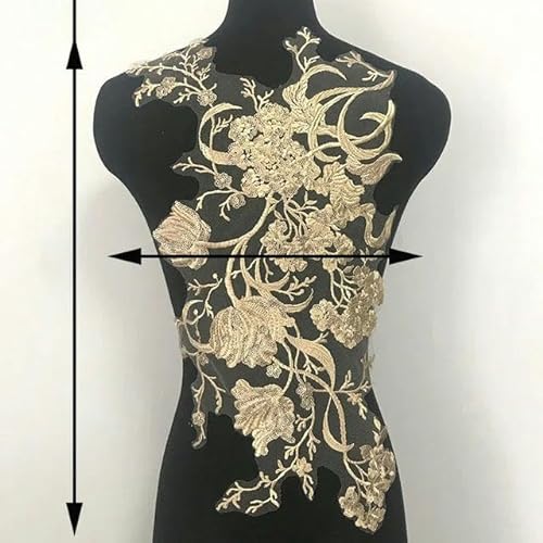 54 cm x 32 cm Goldene Stickerei-Spitzenflecken Applikation Stoff Kleid Kleidung Patch Aufkleber T-Shirt DIY Dekoration-54 cm x 32 cm 701280 von ENEMO