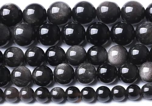 6/8 mm Natursteinperlen, AAAAA, schwarzer Labradorit-Edelstein, runde lose Perlen für Schmuckherstellung, DIY-Charm-Halskette, Armband, schwarze Obsidianperlen, 6 mm von ENEMO