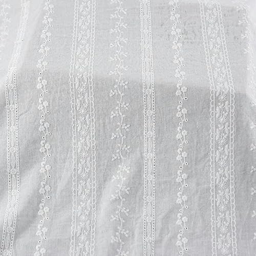 Baumwoll-Spitzenstoff – Broderie-Öse mit Ditsy-Stickerei – zum Nähen von Kleidern, Kleidung und Röcken – Weiß – 130 cm x 10 Yard von ENEMO