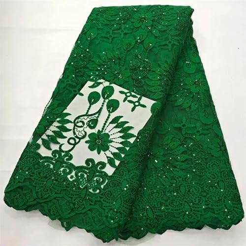 Grüner Spitzenstoff mit Steinen, Stickerei, GuiNet-Spitzenstoff für Kleider, 11–2,5 Yard von ENEMO
