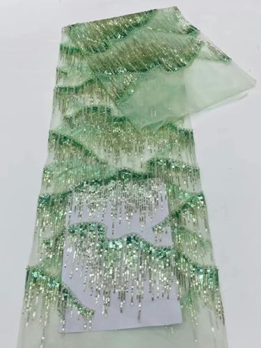 Modischer französischer Stickerei-Perlen-Tüll-Spitzenstoff, Pailletten-Spitzenstoff für Hochzeitskleid, XL57861, wie abgebildet_h, 5 Yards von ENEMO