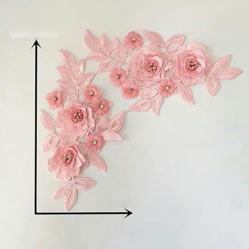 Neu eingetroffen 3D-Blume Stickerei-Applikation Spitzenkragen Ausschnitt ABS-Perle DIY Strass Spitze Stoff Nähen Kleider Zubehör-1D_b von ENEMO