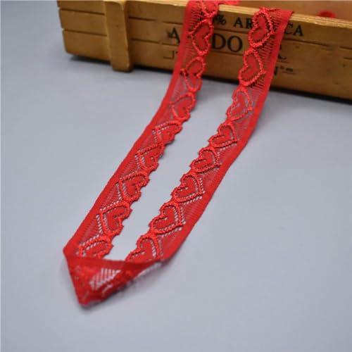 Stretch-elastisches Spitzenband, elastischer Spitzenbesatz, Spitzenstoff zum Nähen von Kleidung, Accessoires, Unterwäsche, Bastelkleidung, Rot, 5 Yards von ENEMO