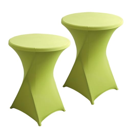 ENEN 2 Stück Stretch Stehtischhusse für Stehtische und Bistrotisch, Einfarbige Spandex Tischdecke Waschbare Faltenresistente Hussen für Events Hochzeiten Partys (Fruchtgrün,80x110cm) von ENEN