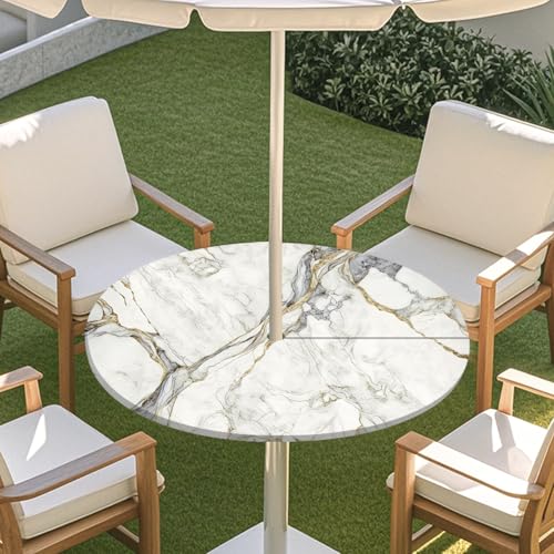 ENEN 3D Elastische Runde Tischdecke mit Schirmloch und Reißverschluss, Wasserdicht Outdoor Taillierte Runde Tischdecke, Wetterfest Gartentischdecke für Sonnenschirm (Klassisch Marmor 5,L: 114-137cm) ENEN 3D Elastische Runde Tischdecke mit Schirmloch und Reißverschluss, Wasserdicht Outdoor Taillierte Runde Tischdecke, Wetterfest Gartentischdecke für Sonnenschirm (Klassisch Marmor 5,L: 114-137cm) von ENEN