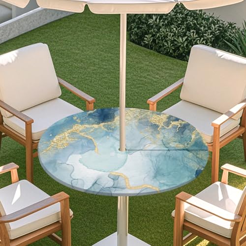 ENEN 3D Elastische Runde Tischdecke mit Schirmloch und Reißverschluss, Wasserdicht Outdoor Taillierte Runde Tischdecke, Wetterfest Gartentischdecke für Sonnenschirm (Klassisch Marmor 9,L: 114-137cm) ENEN 3D Elastische Runde Tischdecke mit Schirmloch und Reißverschluss, Wasserdicht Outdoor Taillierte Runde Tischdecke, Wetterfest Gartentischdecke für Sonnenschirm (Klassisch Marmor 9,L: 114-137cm) von ENEN