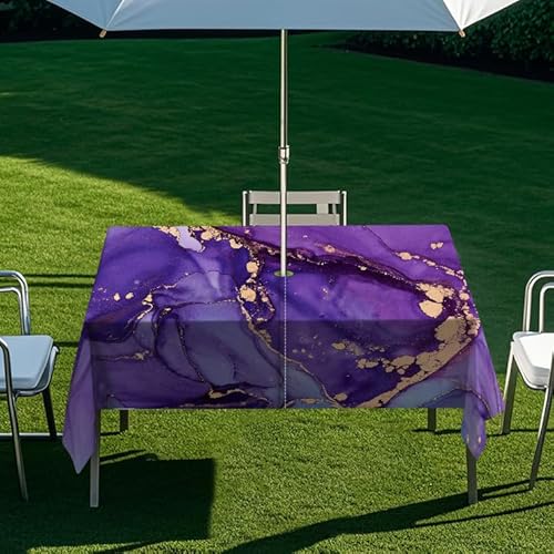 ENEN Gartentischdecke für Sonnenschirm Rechteckig Tischdecken Outdoor Tischdecke mit Schirmloch und Reißverschluss Elastisch Tischdecke - 3D Druck (Stein,305x152cm) von ENEN