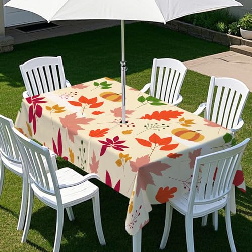 ENEN Gartentischdecke für Sonnenschirm Rechteckig Tischdecken Outdoor Tischdecke mit Schirmloch und Reißverschluss Elastisch Tischdecke für Picknick Grill (Mehrfarbig,213x152cm) von ENEN