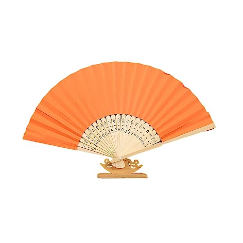 ENEN Handfächer, Chinesischer Fächer Fecher Sommer Klassischer Faltfächer Basteln Geschenk Hand Fächer Hochzeitsdeko Wanddekoration Geschenk und Performance (10er Set,Orange) von ENEN