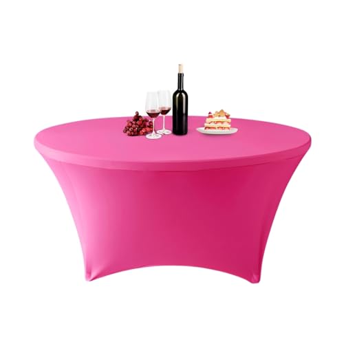 ENEN Stretch Elasthan Runde Tischdecke, Hochelastisch Einfarbig Tischdecke Waschbare und Knitterfreie für Klapptisch, Hochzeit, Geburtstags, Party, Cocktail, Bankett (Rosa,6ft (183x76cm)) von ENEN