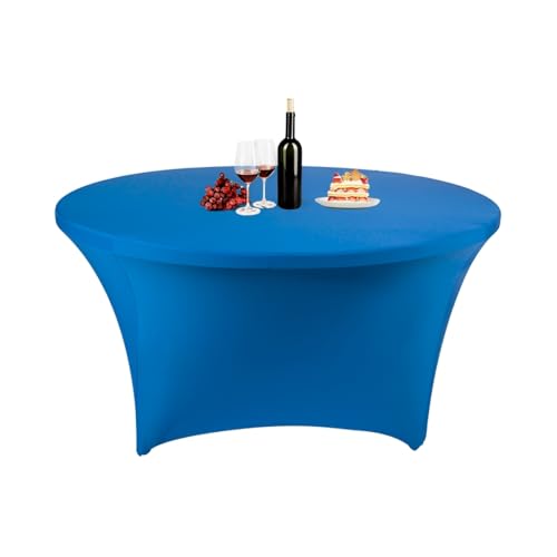 ENEN Stretch Elasthan Runde Tischdecke, Hochelastisch Einfarbig Tischdecke Waschbare und Knitterfreie für Klapptisch, Hochzeit, Geburtstags, Party, Cocktail, Bankett (Seeblau,6ft (183x76cm)) von ENEN