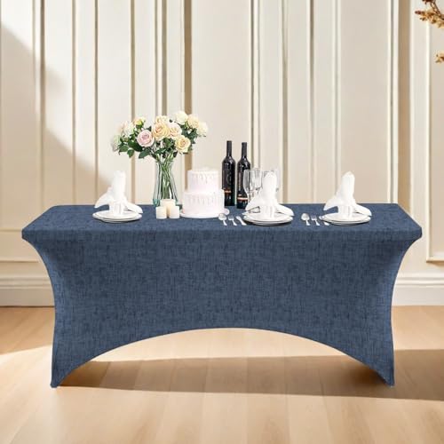 ENEN Stretch Elasthan Tischdecke Rechteckige, Modern Schlicht Tischdecke Waschbare und Knitterfreie für Klapptisch, Hochzeit, Geburtstags, Party, Cocktail, Bankett (Dunkelgrau,6ft/183x76x76cm) von ENEN