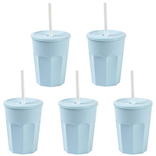 ENGELLAND - 5 x Kunststoffbecher mit Deckel, Hell-Blau, Trinkbecher mit Strohhalm, Party-Becher, Plastik Trink-Gläser, Mehrweg, 0,25 Liter ENGELLAND - 5 x Kunststoffbecher mit Deckel, Hell-Blau, Trinkbecher mit Strohhalm, Party-Becher, Plastik Trink-Gläser, Mehrweg, 0,25 Liter von ENGELLAND