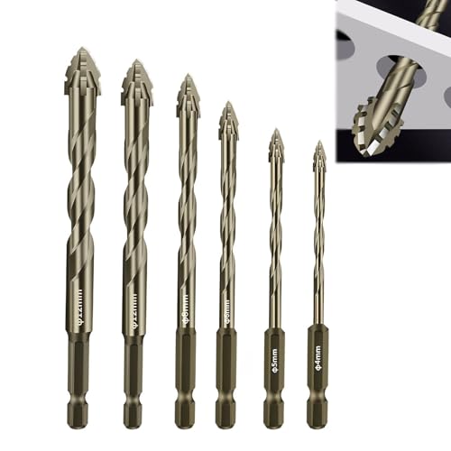 4/6-teiliger neuer vierschneidiger Sägezahn-Exzenterbohrer, Multifunktionsbohrersatz, hochfester exzentrischer Spiralbohrersatz in mehreren Größen for Holz, Metall(4/5/6/8/10/12) von ENGFGH