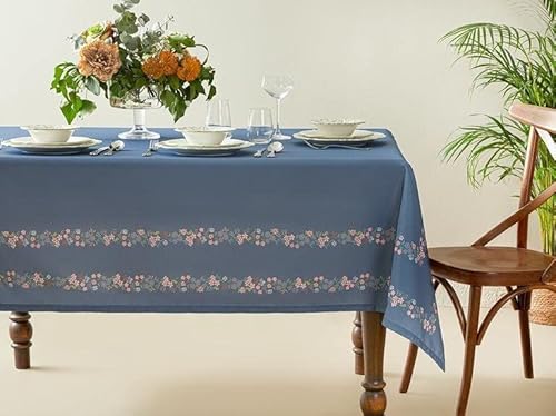 ENGLISH HOME Tischdecke Marineblau Rechteckig, Pflegeleicht Table Cloth, Abwaschbar Blumen Tischtuch für Küche, Esszimmer, Abendessen, Belleza, 150x200 cm von ENGLISH HOME