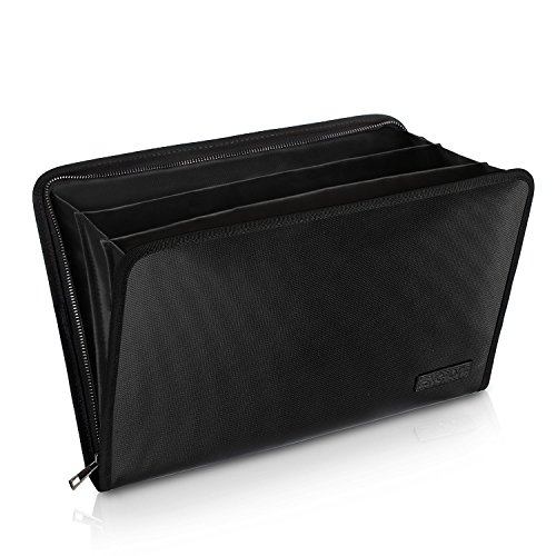Fächermappe wichtiger Dokumenten-Organizer, feuerfeste und wasserdichte Dokumententasche mit A4-Größe, 3 Taschen, Reißverschluss, silikonbeschichtet, tragbare Aktentasche (36.3x24.9x4.1 cm) von ENGPOW