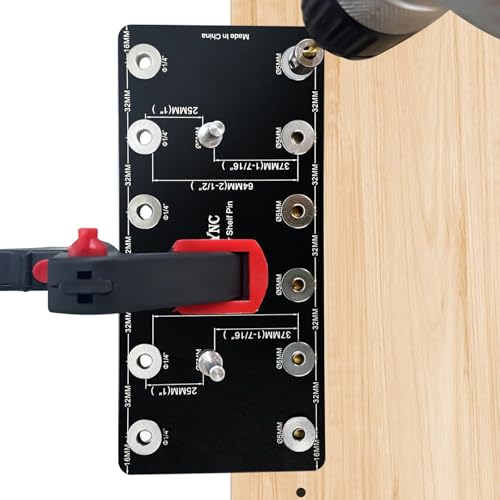 ENGYNC Regalstiftvorrichtung für 1/4 inch & 5 mm Regalstifte Bohrschablone für Regalstifte mit System Standard 32mm Abstand Regalstiftlöcher für Schränke für Holzbearbeitung DIY Werkzeug von ENGYNC