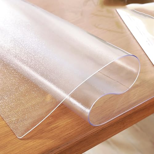 ENGYNC Tischdecke Frosted PVC Tischfolie 2.0 mm mit Abgeschrägte Kante Glasklar Folie Tischschutz Schutzfolie Tisch Schutzfolie für Möbel Tischschutzmatte (90x160cm) für Oberfläche Schützen von ENGYNC