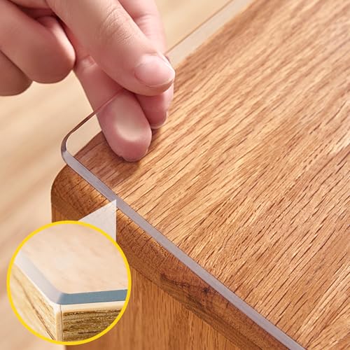 ENGYNC Tischdecke Transparent PVC Tischfolie 2.0 mm mit Abgeschrägte Kante Glasklar Folie Tischschutz Schutzfolie Tisch Schutzfolie für Möbel Tischschutzmatte (90x160cm) für Oberfläche Schützen von ENGYNC