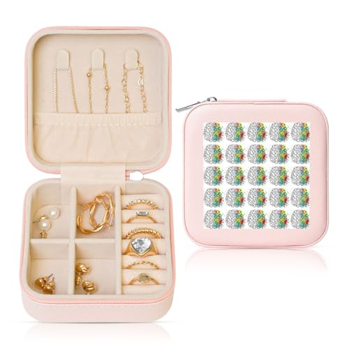 ENGhjes Kleine Schmuckschatulle, geometrisches Gehirnbild mit wissenschaftlichem Druck, Reise-Schmuckschatulle, Mini-Schmuck-Aufbewahrungsvitrine für Damen von ENGhjes