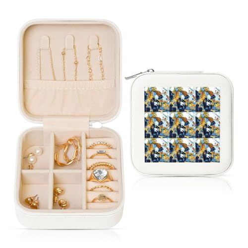 ENGhjes Kleine Schmuckschatulle für Damen, Motiv: Malerei, Kunst, abstrakter Druck, Reise-Schmuckschatulle, tragbar, Schmuckaufbewahrung, Vitrine für Damen von ENGhjes