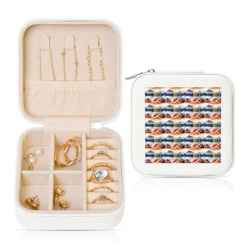 ENGhjes Kleine Schmuckschatulle mit Bergsee-Motiv, Reise-Schmuckschatulle, Mini-Schmuck-Aufbewahrungsvitrine für Damen von ENGhjes