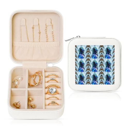 ENGhjes Kleine Schmuckschatulle mit Delfindruck, Reise-Schmuckschatulle, Mini-Schmuck-Aufbewahrungsvitrine für Damen von ENGhjes