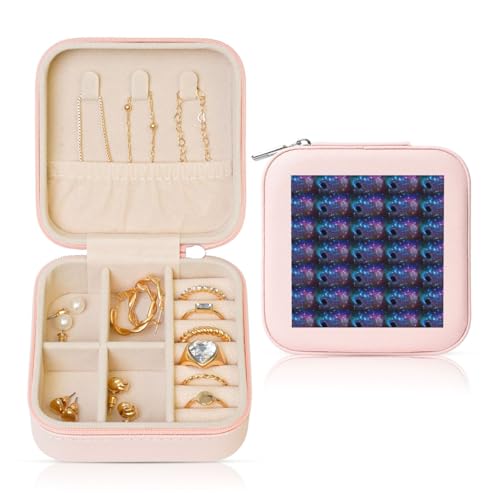 ENGhjes Kleine Schmuckschatulle mit Galaxie-Druck, Reise-Schmuckkästchen, Mini-Schmuckaufbewahrung, Vitrine für Damen von ENGhjes