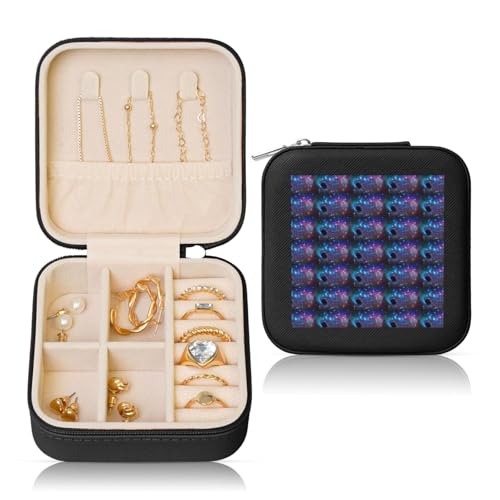 ENGhjes Kleine Schmuckschatulle mit Galaxie-Druck, Reise-Schmuckkästchen, Mini-Schmuckaufbewahrung, Vitrine für Damen von ENGhjes
