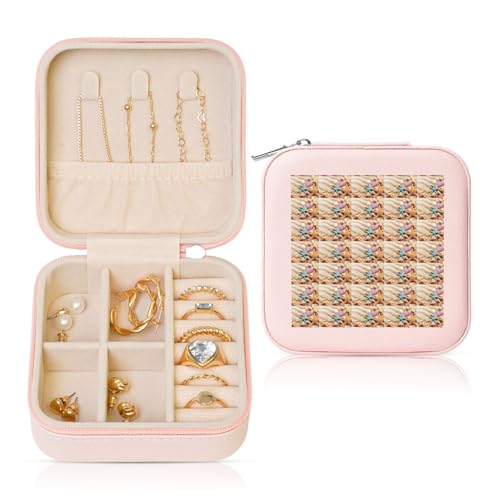 ENGhjes Kleine Schmuckschatulle mit Muscheln am Strand, Reise-Schmuckkästchen, tragbar, Schmuckaufbewahrung, Vitrine für Damen von ENGhjes